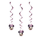 Pink Minnie Mouse swirl hanging decorations birthday theme from Parte Haus party supply store in Bethesda MD