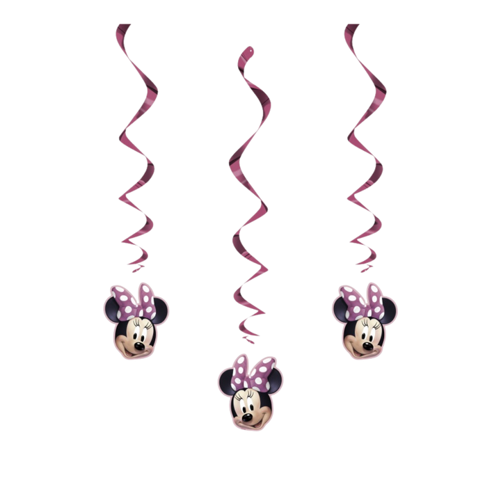 Pink Minnie Mouse Hanging Swirl Decoration - 3 Pcs