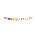 Colorful happy birthday banner with bold letters birthday theme from Parte Haus party supply store in Bethesda MD.