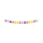 Colorful happy birthday banner with bold letters birthday theme from Parte Haus party supply store in Bethesda MD.