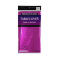 Pink plastic rectangular tablecover in packaging for birthdays from Parte Haus party supply store in Bethesda Maryland