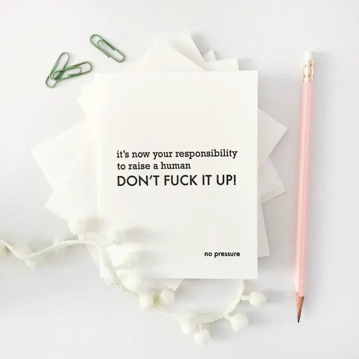 No Pressure - Letterpress New Baby Parents Congrats Card