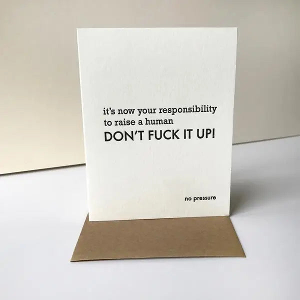 No Pressure - Letterpress New Baby Parents Congrats Card
