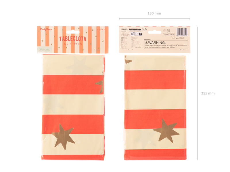 Red and Cream Stars and Stripes Tablecloth