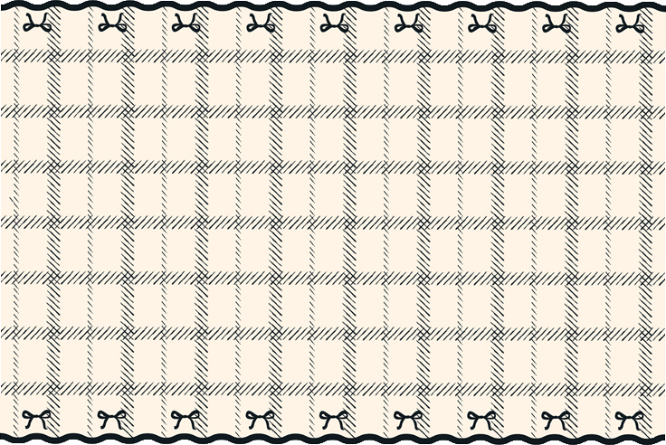 Cream and Black Bow Plaid Table Runner