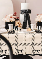 Cream and Black Bow Plaid Table Runner