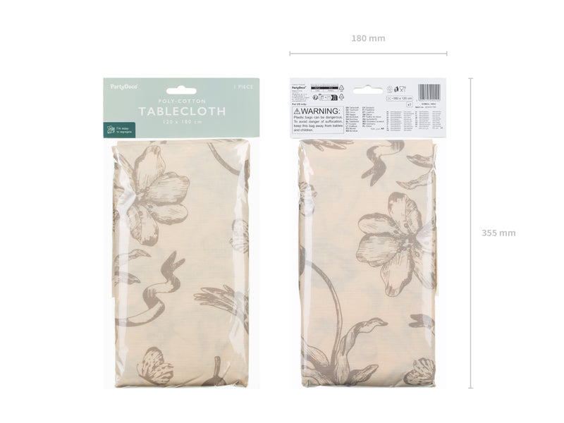 Beige Floral Pattern Tablecloth