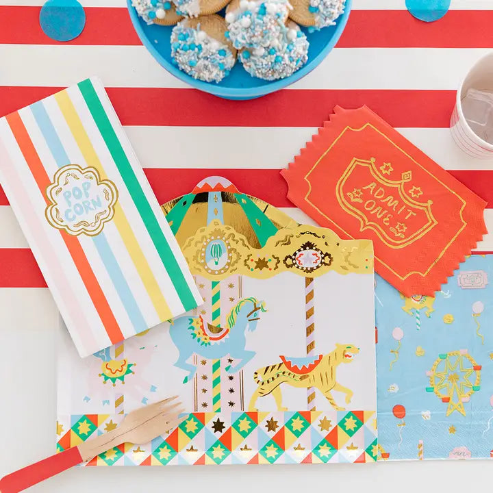 White and Gold Off to the Fair Carousel Shaped Large Paper Dinner Plates