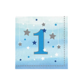 blue first birthday paper napkin with stars boy theme from Parte Haus party supply store in Bethesda MD