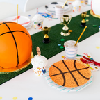 Orange basketball appetizer dessert plate sports birthday from Parte Haus party supply store in Bethesda Maryland