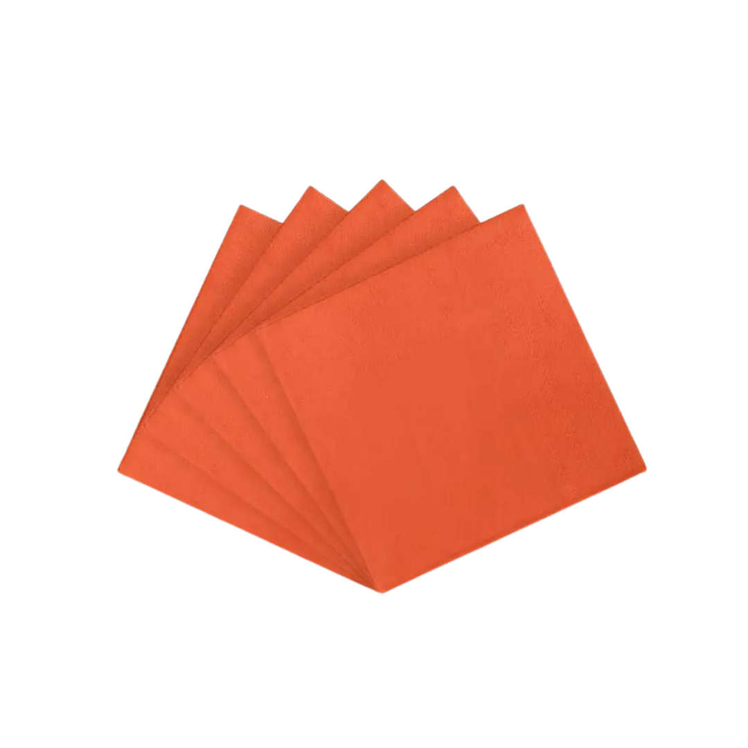 Orange beverage napkins fanned out casual gathering from Parte Haus party supply store in Bethesda Maryland