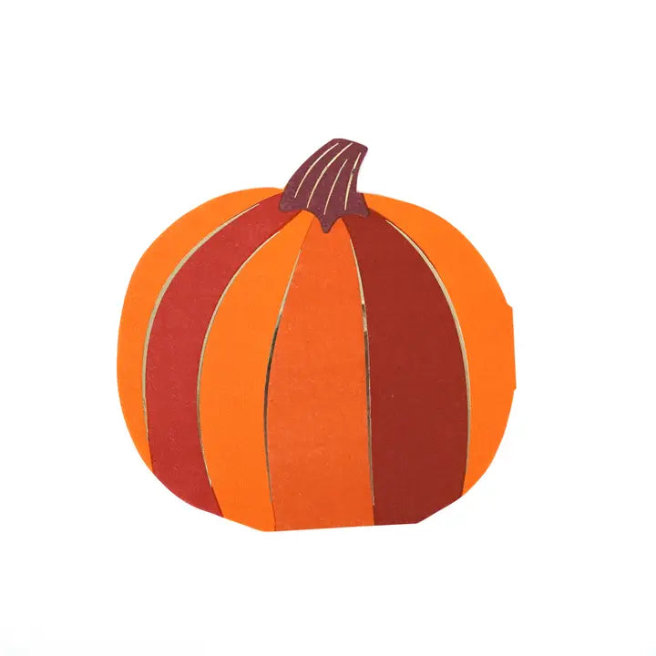 Orange pumpkin napkin shaped like a pumpkin for fall or Halloween from Parte Haus party supply store in Bethesda MD