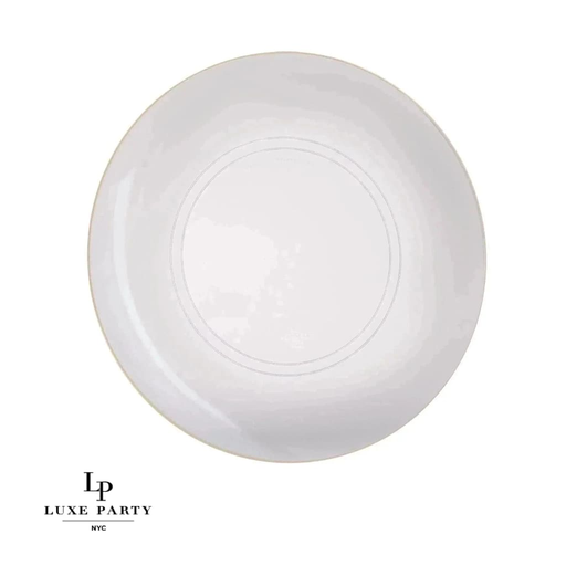 Clear and Gold Plastic Round Dinner Plates