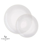 Clear and Gold Plastic Round Dinner Plates