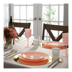 Coral Gold Rimmed Plastic Plates - 2 Sizes