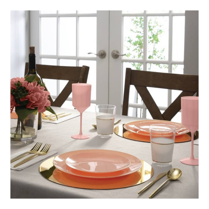 Coral Gold Rimmed Plastic Plates - 2 Sizes