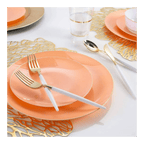 Coral Gold Rimmed Plastic Plates - 2 Sizes