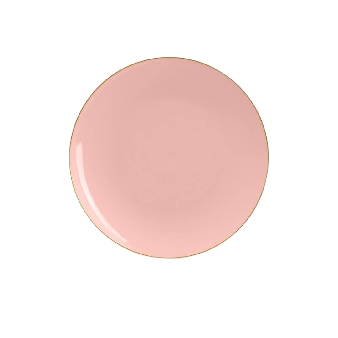Coral Gold Rimmed Plastic Plates - 2 Sizes