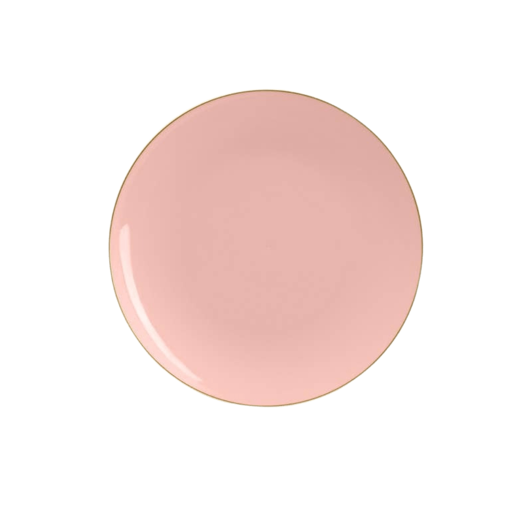 Coral Gold Rimmed Plastic Plates - 2 Sizes
