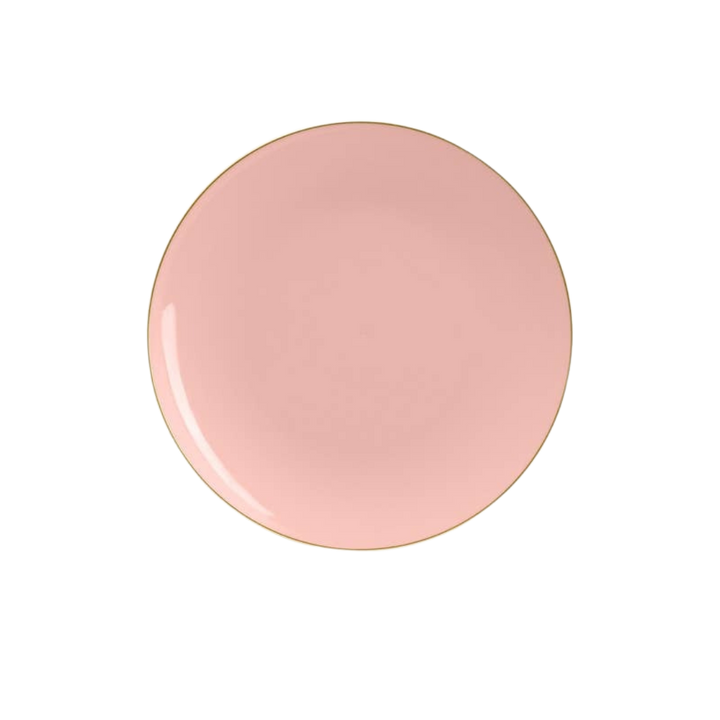 Coral Gold Rimmed Plastic Plates - 2 Sizes