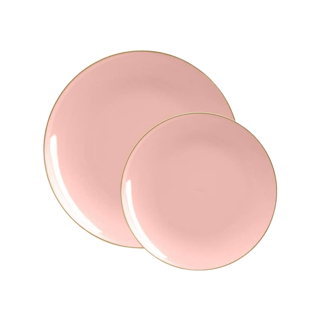 Coral Gold Rimmed Plastic Plates - 2 Sizes
