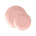 Coral Gold Rimmed Plastic Plates - 2 Sizes