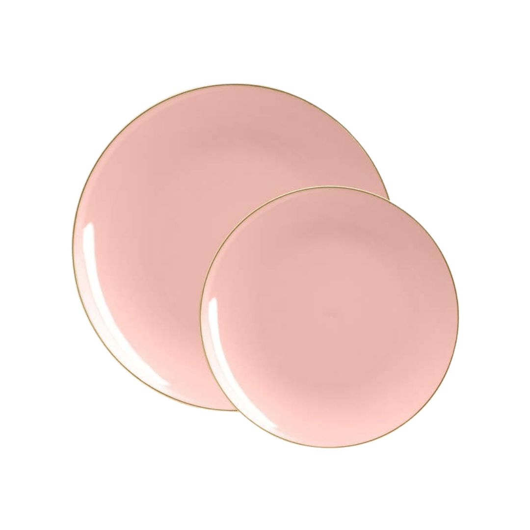 Coral Gold Rimmed Plastic Plates - 2 Sizes