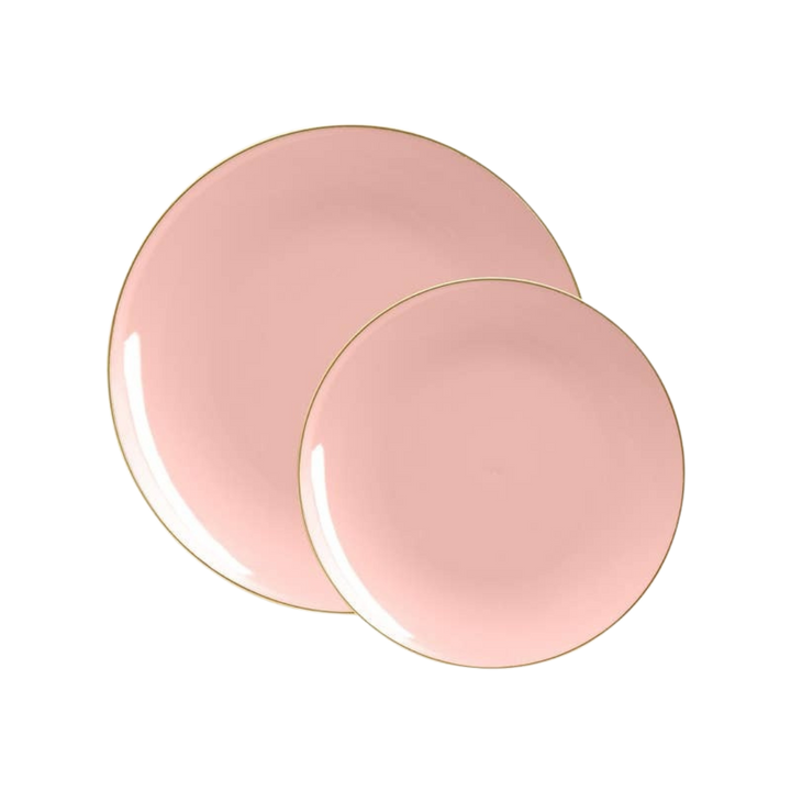 Coral Gold Rimmed Plastic Plates - 2 Sizes