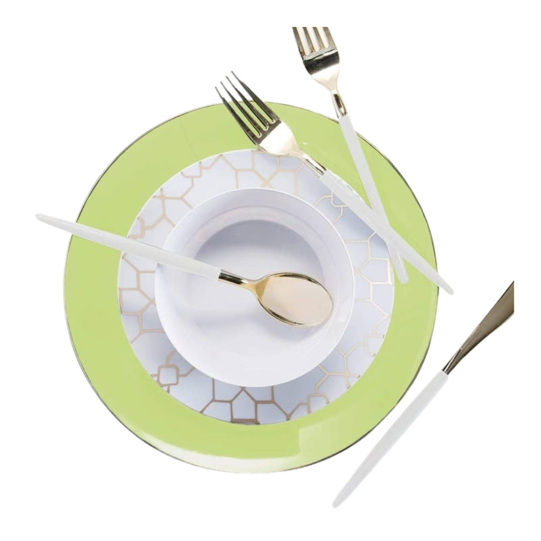 Lime and Gold Plastic  Plastic Plates - 2 Sizes
