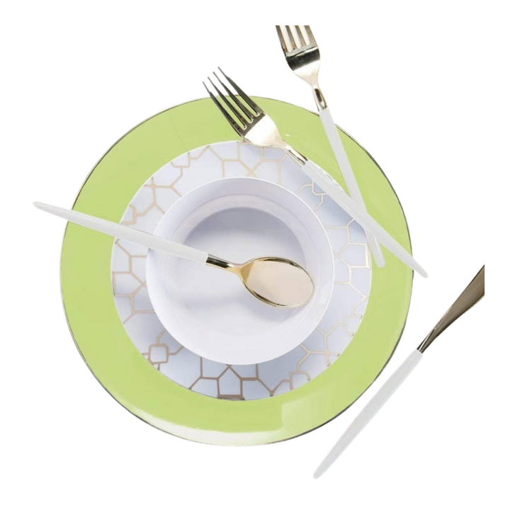 Lime and Gold Plastic  Plastic Plates - 2 Sizes