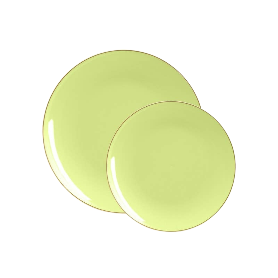 Lime and Gold Plastic  Plastic Plates - 2 Sizes