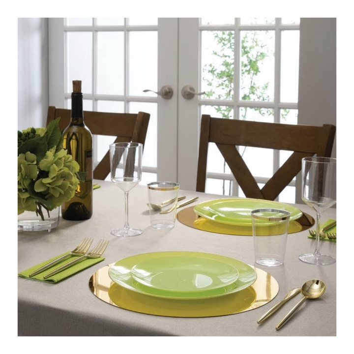 Lime and Gold Plastic  Plastic Plates - 2 Sizes