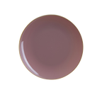 Mauve plate with gold rim elegant dinnerware for celebrations from Parte Haus party supply store in Bethesda Maryland