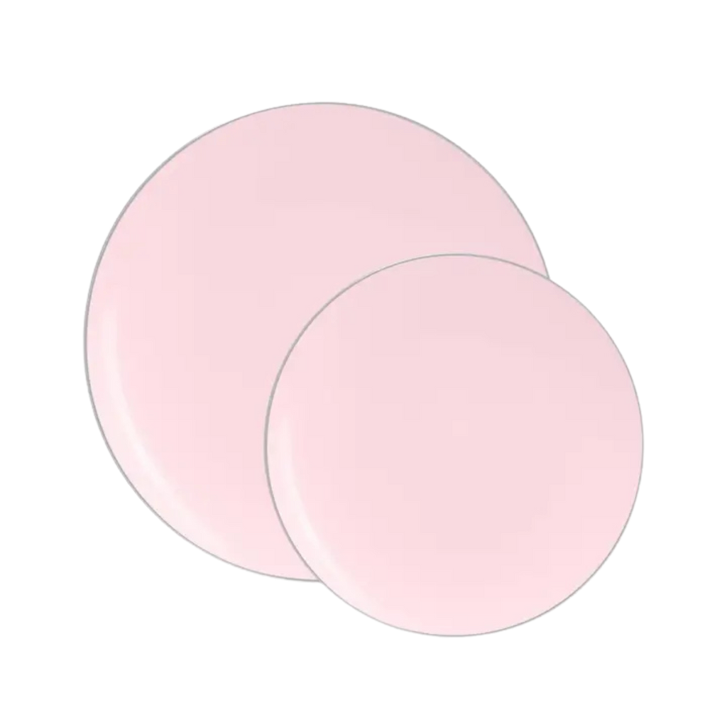 Blush pink round plates simple modern design birthday celebration from Parte Haus party supply store in Bethesda MD