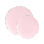 Blush pink round plates simple modern design birthday celebration from Parte Haus party supply store in Bethesda MD