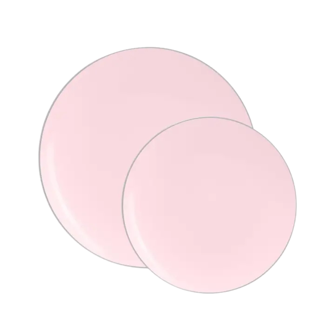 Blush pink round plates simple modern design birthday celebration from Parte Haus party supply store in Bethesda MD