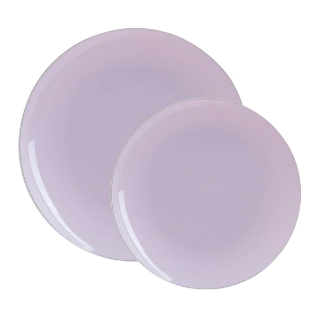 Lavender Silver Rimmed Reusable Plates - 2 Sizes