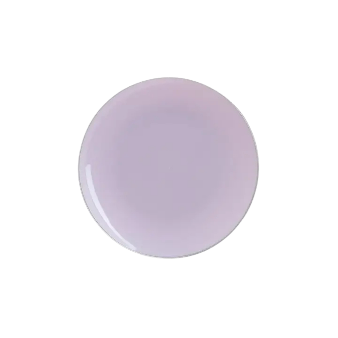 Lavender Silver Rimmed Reusable Plates - 2 Sizes