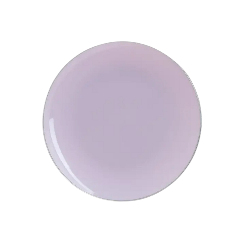 Lavender Silver Rimmed Reusable Plates - 2 Sizes