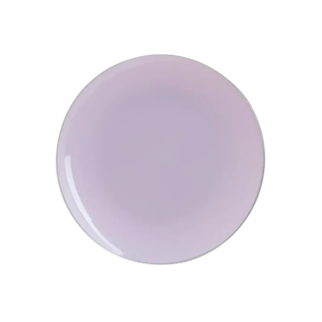 Lavender Silver Rimmed Reusable Plates - 2 Sizes