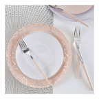 Blush and Silver Lattice Pattern Plastic Plates - 2 Sizes