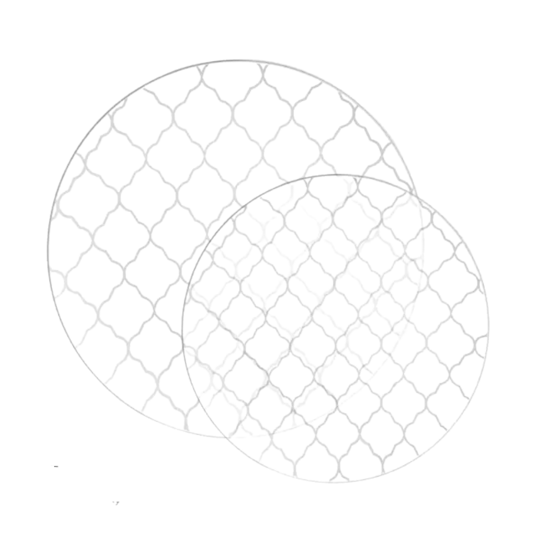 Clear Lattice Pattern Silver Rimmed Plastic Plates