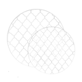Clear round decorative cake topper with white lattice design birthday from Parte Haus party supply store in Bethesda MD
