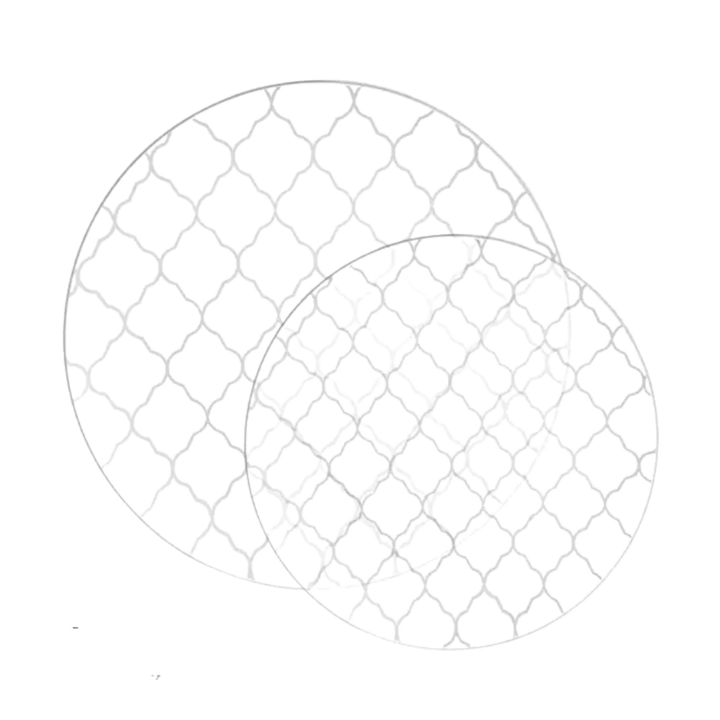 Clear Lattice Pattern Silver Rimmed Plastic Plates