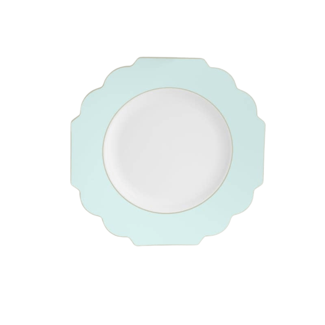 Mint and Gold Scalloped Rimmed Plastic Plates - 2 Sizes