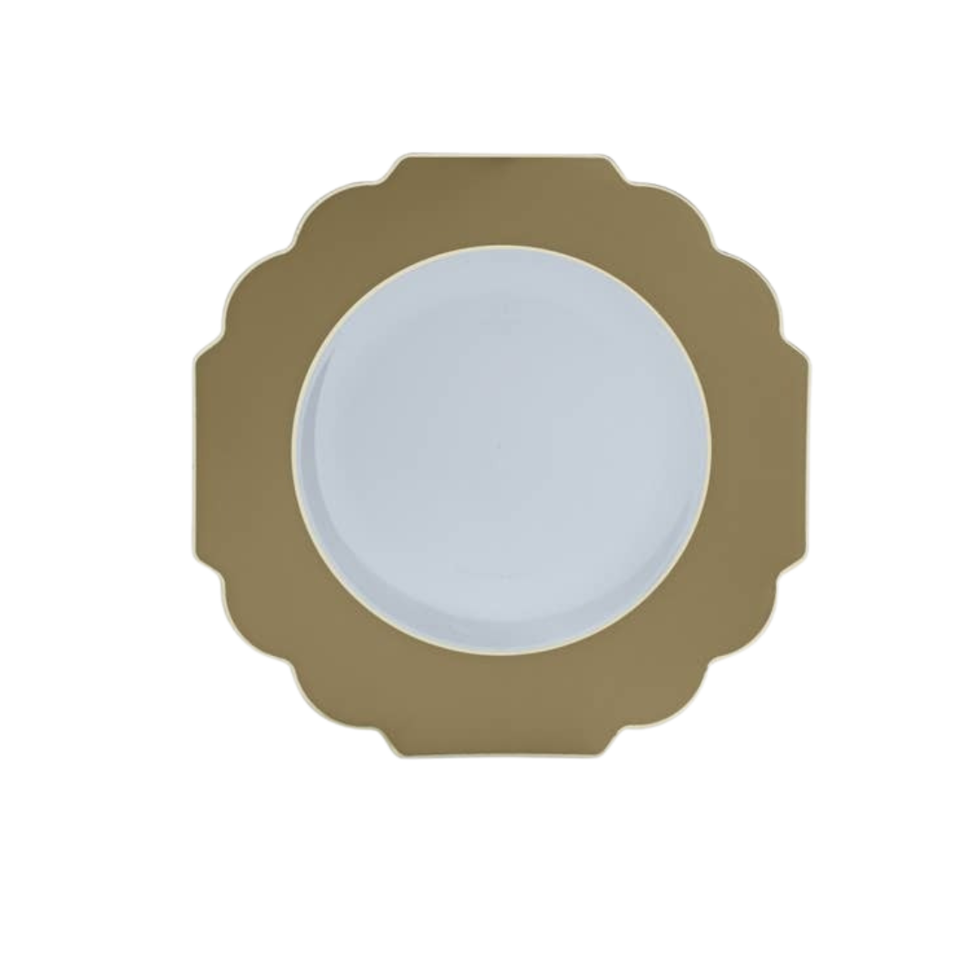 Gold and Clear Scalloped Plastic Plates - 2 Size Options