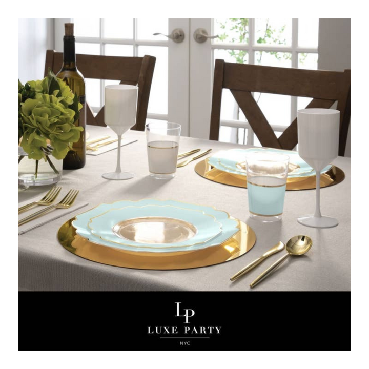 Mint and Gold Scalloped Plastic Appetizer Plates