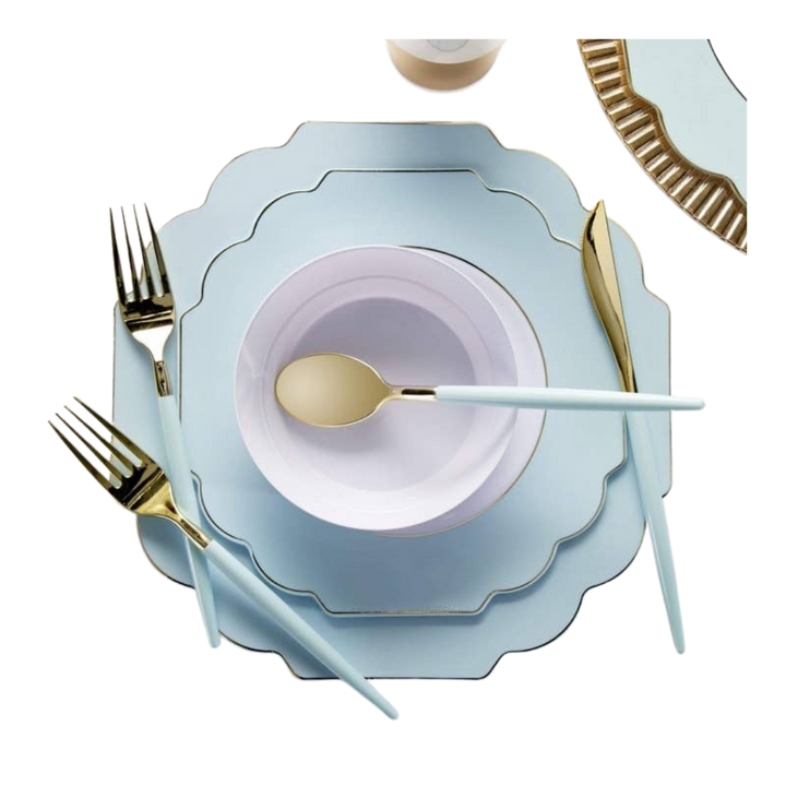 Mint and Gold Scalloped Plastic Appetizer Plates