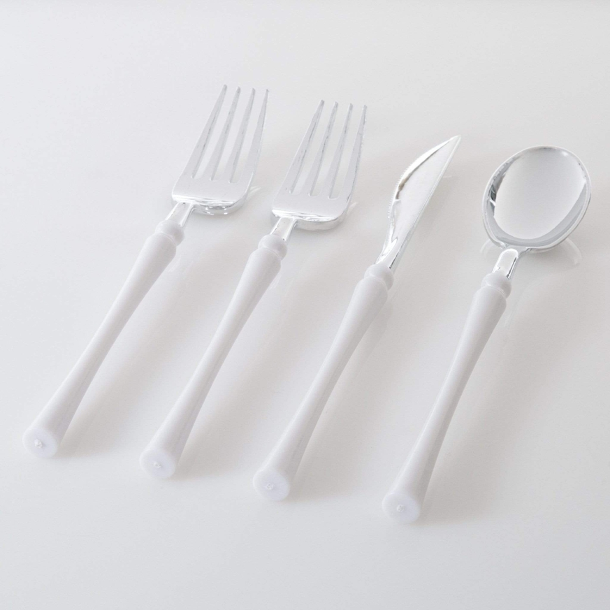 White & Silver Neo Classic Reusable Cutlery Set - 32 pcs