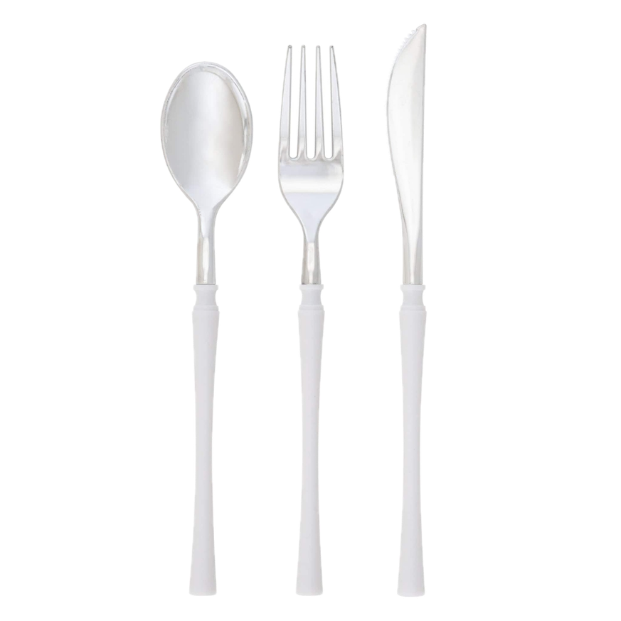 White & Silver Neo Classic Reusable Cutlery Set - 32 pcs